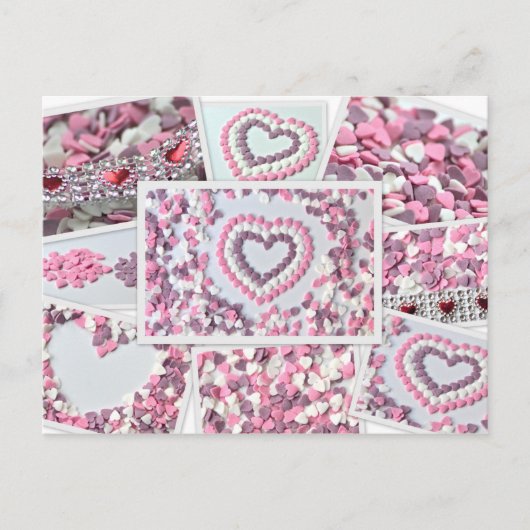 Sei mein süßes Valentin - mit süßen Zuckerherzen! Postkarte (Vorderseite)