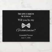 Sei mein Trauzeuge Elegant Bow Vorschlag Trauzeuge Schaumweinetikett (Einzelnes Label)