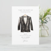 Sei mein Trauzeuge Wasserfarbe Schwarz & Weiß Tuxe Einladung (Stehend Vorderseite)