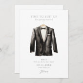 Sei mein Trauzeuge Wasserfarbe Schwarz & Weiß Tuxe Einladung (Vorne/Hinten)