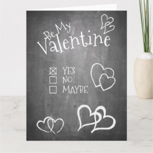 Sei mein Valentin an einer Tafel Karte