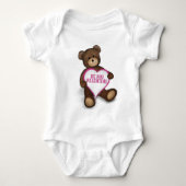 Sei mein Valentin Niedlicher Vintager Bärenfülltie Baby Strampler (Vorderseite)