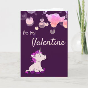 Sei mein Valentin Rosa Süßes Einhorn Valentinstag Feiertagskarte