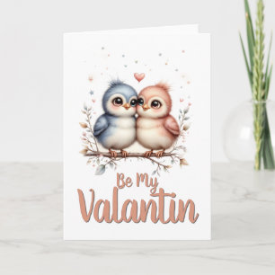 Sei mein Valentin – Süße Liebesvögel Valentins-Kun Karte