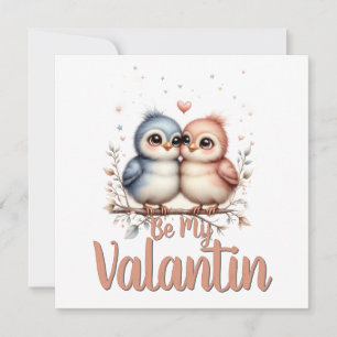 Sei mein Valentin – Süße Liebesvögel Valentins-Kun Mitteilungskarte