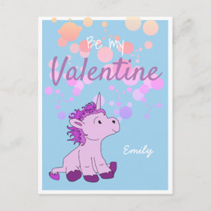 Sei mein Valentin Süßes Einhorn Valentinstag Feiertagspostkarte