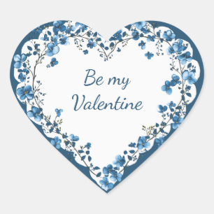 Sei-mein-Valentin-Vergissmeinnicht-Blume Herz-Aufkleber
