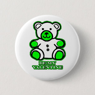 Sei mein Valentinbär Weiß Grün des MUSEUM Zazzle Button