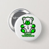 Sei mein Valentinbär Weiß Grün des MUSEUM Zazzle Button (Vorne & Hinten)