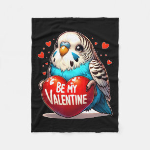Sei mein Valentine Budgie Herz Fleecedecke