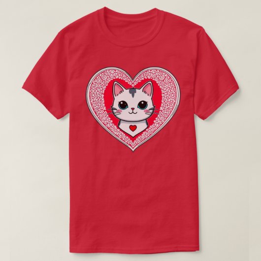Sei mein Valentine Cat Heart T - Shirt (Design vorne)