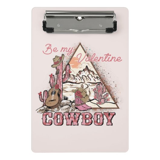 Sei mein Valentine Cowboy Mini Klemmbrett (Vorderseite)