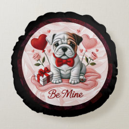 Sei mein Valentine English Bulldog Round Pillow Rundes Kissen