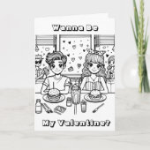 Sei mein Valentine | Erwachsenenfärbung Karte (Vorderseite)