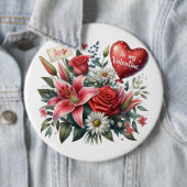 Sei mein Valentine floral/herz Button (Beispiel)