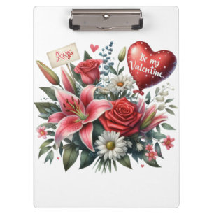 Sei mein Valentine floral/herz Klemmbrett