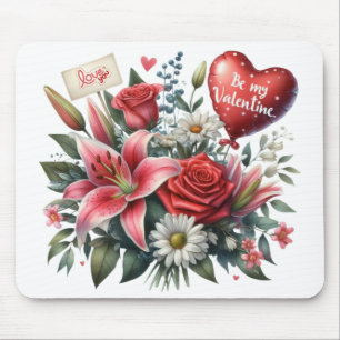 Sei mein Valentine floral/herz Mousepad