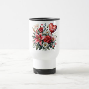 Sei mein Valentine floral/herz Reisebecher