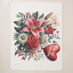 Sei mein Valentine floral/herz Sherpadecke