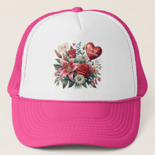 Sei mein Valentine floral/herz Truckerkappe
