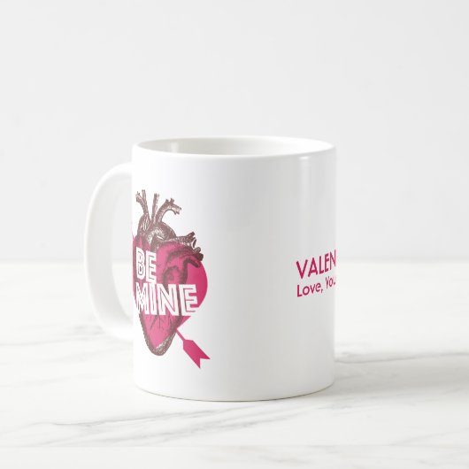 Sei mein Valentine Heart Arrow Kaffeetasse (Vorderseite Links)