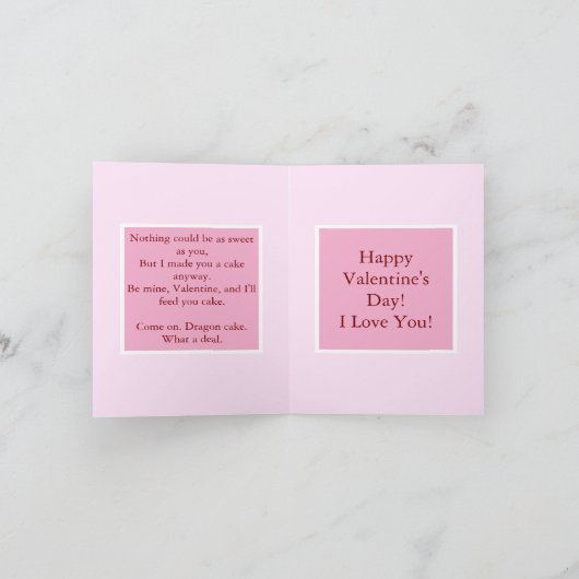 Sei mein, Valentine. Ich werde dir Kuchen füttern. Karte (Innenseite)