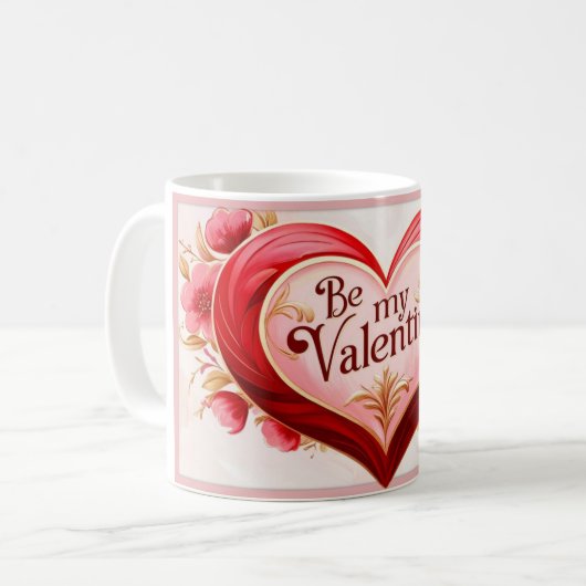 Sei mein Valentine Kaffeetasse (Vorderseite Links)