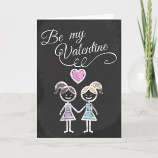 Sei mein Valentine Lesbian Chalkboard als Thema Feiertagskarte