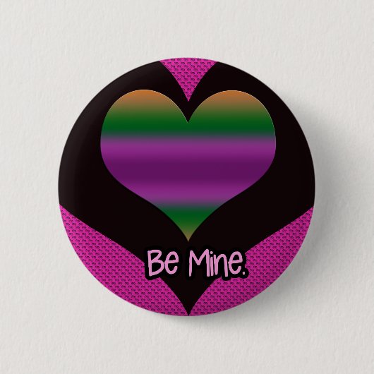Sei mein Valentine Lila Strip Herz Button (Vorderseite)