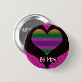 Sei mein Valentine Lila Strip Herz Button (Vorne & Hinten)