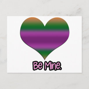 Sei mein Valentine Lila Strip Herz Feiertagspostkarte