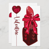 Sei mein Valentine Lipstick-Geschenkdesign Einladung (Vorne/Hinten)