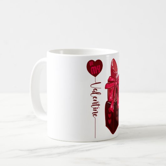 Sei mein Valentine Lipstick-Geschenkdesign Kaffeetasse (Vorderseite Links)
