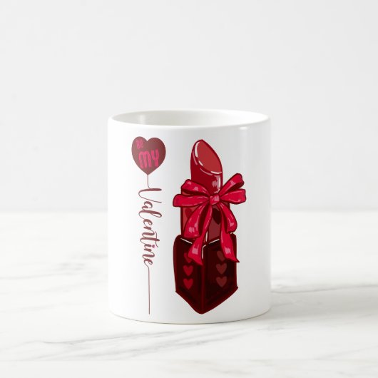 Sei mein Valentine Lipstick-Geschenkdesign Kaffeetasse (Mittel)