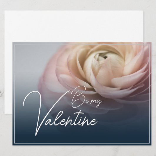 Sei mein Valentine - mit großer rosa Rose (Vorne/Hinten)