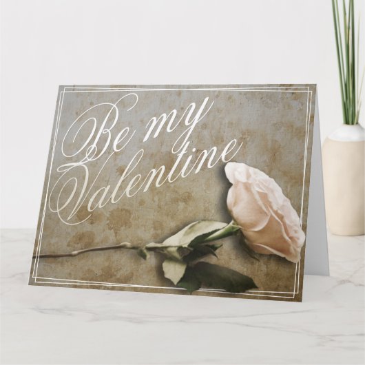 Sei mein Valentine mit Rose Karte (Vorderseite)