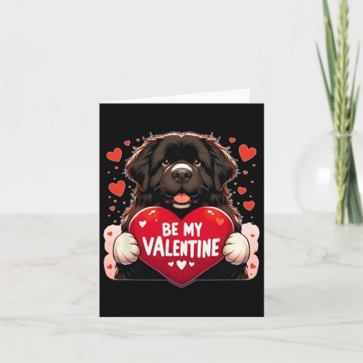 Sei mein Valentine Newfie Dog Heart Karte (Vorderseite)