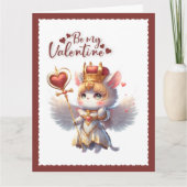 Sei mein Valentine Niedlich Chibi Katze Valentine Karte (Vorderseite)