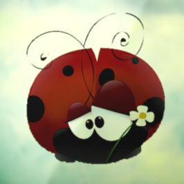Sei mein Valentine Niedlich Red Ladybug Cartoon Fensteraufkleber
