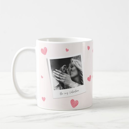 Sei mein Valentine| personalisiertes Foto |Rotes H Kaffeetasse (Links)