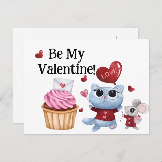 Sei mein Valentine Postkarte (Vorne/Hinten)