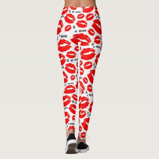 Sei mein Valentine Red Lip White Sexy Happy Valent Leggings (Rückseite)