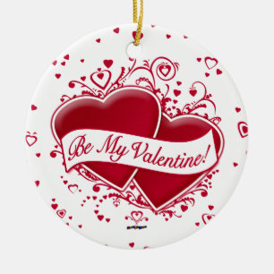 Sei mein Valentine! Rote Herzen Keramik Ornament