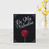 Sei mein Valentine - Rote Rose dunkel Karte (Gelbe Blume)