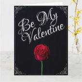 Sei mein Valentine - Rote Rose dunkel Karte (Gelbe Blume)