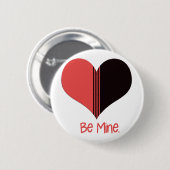 Sei mein Valentine Roter Streifen Herz Button (Vorne & Hinten)