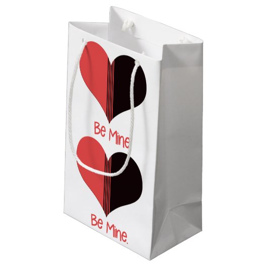 Sei mein Valentine Roter Streifen Herz Kleine Geschenktüte (Rückseite Schrägansicht)