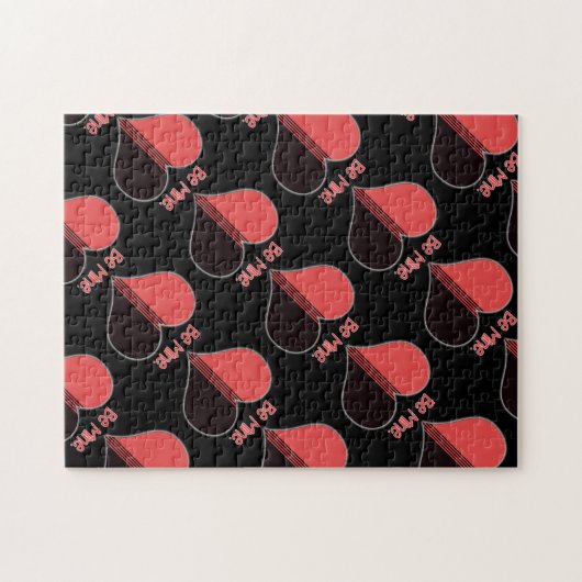 Sei mein Valentine Roter Streifen Herz Puzzle (Horizontal)