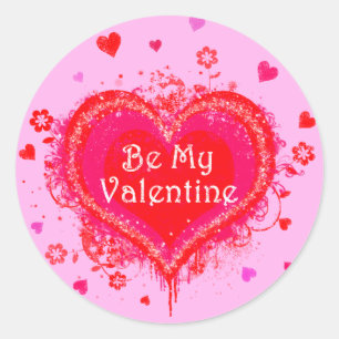 Sei mein Valentine Runder Aufkleber