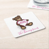 Sei mein Valentine Teddy Bär Personalisiert Rechteckiger Pappuntersetzer (angewinkelt)